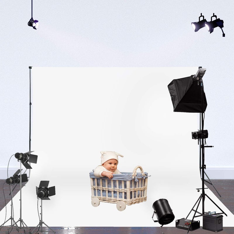 ISSUNTEX 6X9 ft Background Muslin Backdrop, Photo Studio, Collapsible High Density Screen for Video Photography and Television-Black/White - Image 2